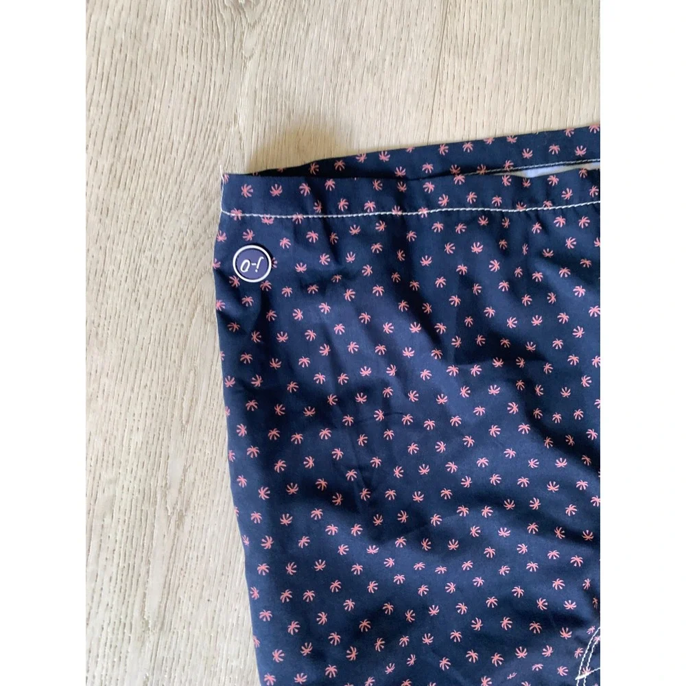 Johnnie-O Boys Navy Blue Pink Palm Tree Print‎ Swim Trunks Board Shorts Size 14